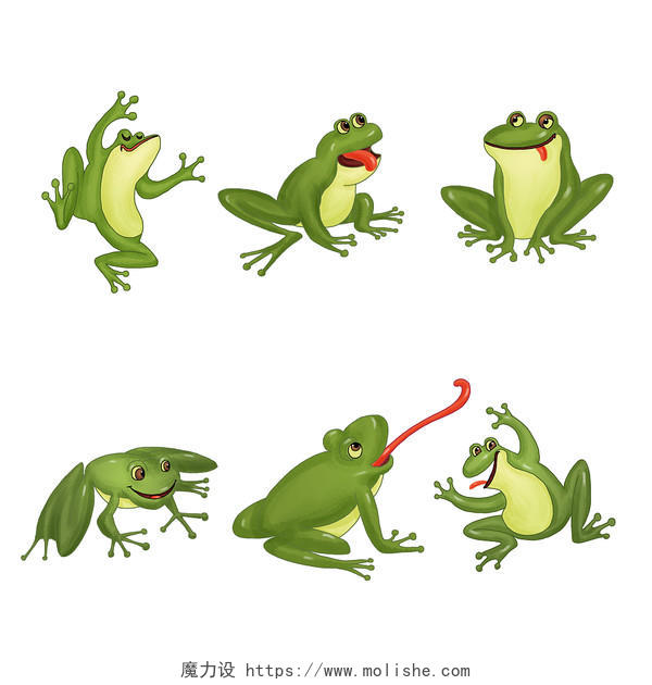 青蛙小动物趣味表情组图元素卡通拟人插画青蛙动物